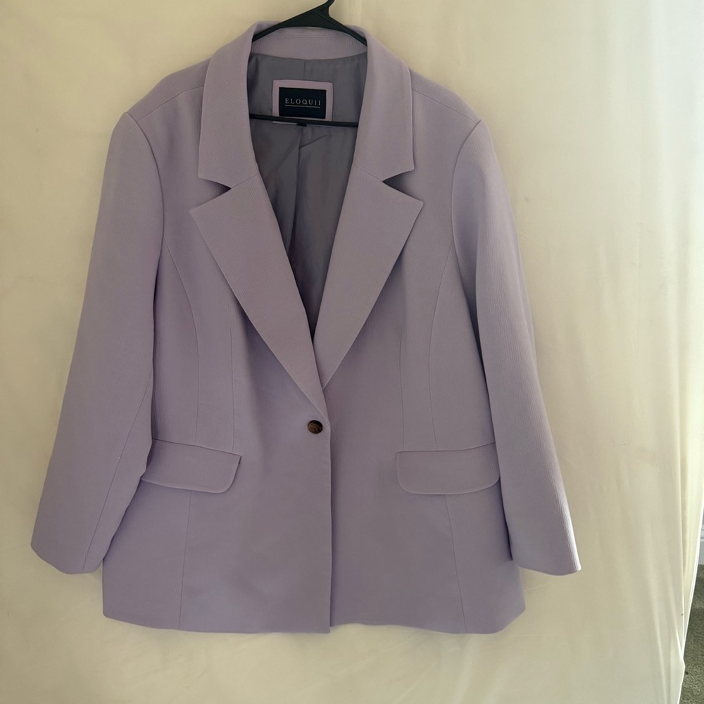 Eloquii Women's Lilac Size 24 Textured Blazer One Button Career Office